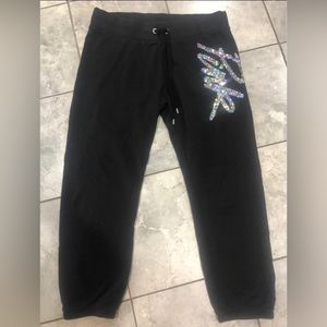 vs pink rare old school  vblack sweatpants w/gorgeous bling size LAST CHANCE !